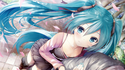 Anime girls casual pale blue eyes hatsune miku hair fan Play Gaming Mat Desk