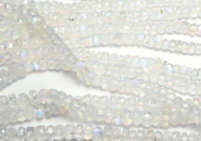 16'' RAINBOW MOONSTONE 3-5mm Micro-Faceted Rondelle Beads AAA NATURAL /R3
