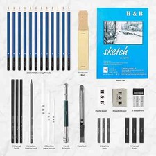 H B 31 Pieces Drawing Pencils Set, Sketching Pencils Set Drawing Kit
