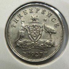1927 Threepence Coin - good Very Fine - Silver George V Predecimal Australian