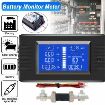 LCD Digital DC Monitor Volt Amperemeter Watt Meter Batterie Anzeige Tester Shunt