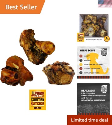 6 Count Hickory Smoked Beef Knuckle Bones for Healthy Chewing - Made in USA