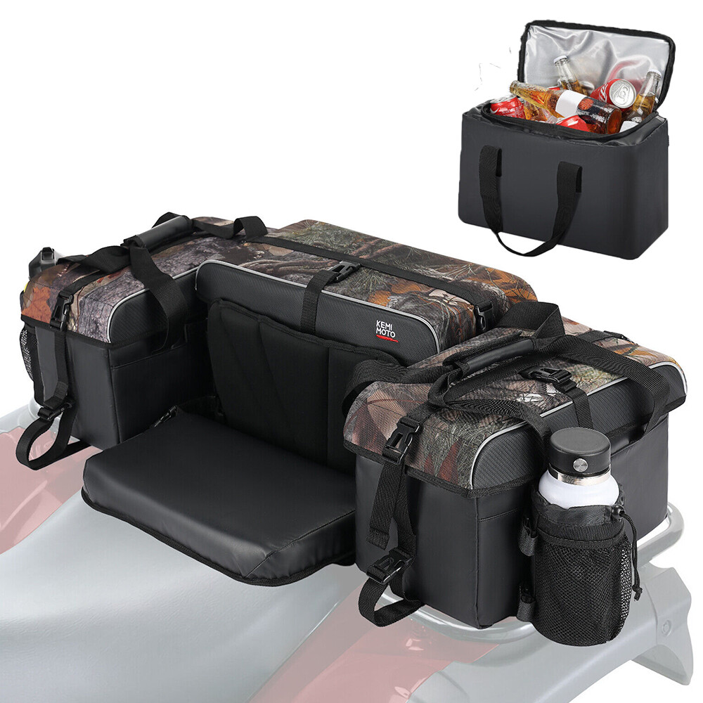 Upgraded ATV Rear Seat Rack Storage Bag w/Cushion Cooler for