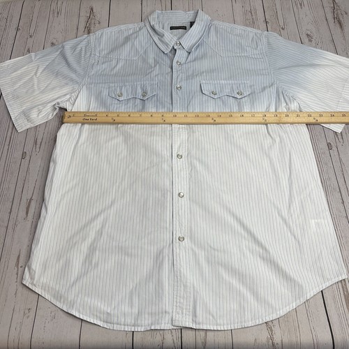 Vintage Structure Short Sleeve Pearl Snap Striped Western Shirt Mens Large Ombre - Picture 6 of 8