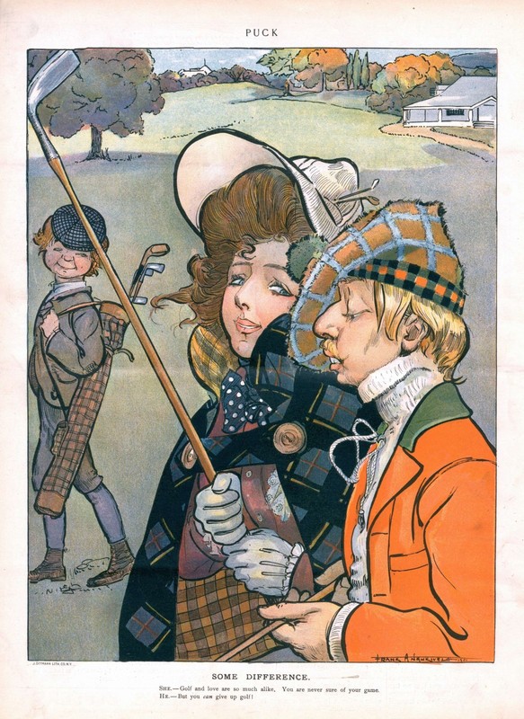 Some Difference  -  Golf  -  Love  -  Romance  -  Satire   -  1901 Antique Print