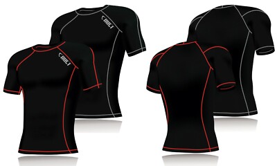 Neu Herren Kompressionsrüstung Basisschicht Oberteil Halbarm Thermo Fitnessstudio Sport Shirt