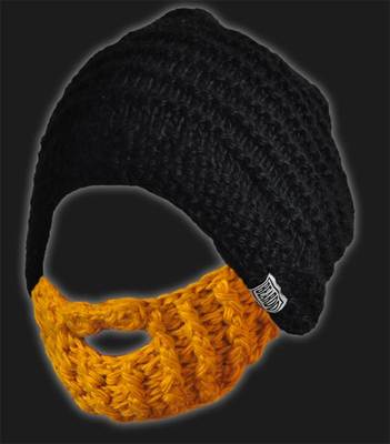 Beardo Blondie Black Hat With BLONDE Beard Bearded Warm Winter Cap