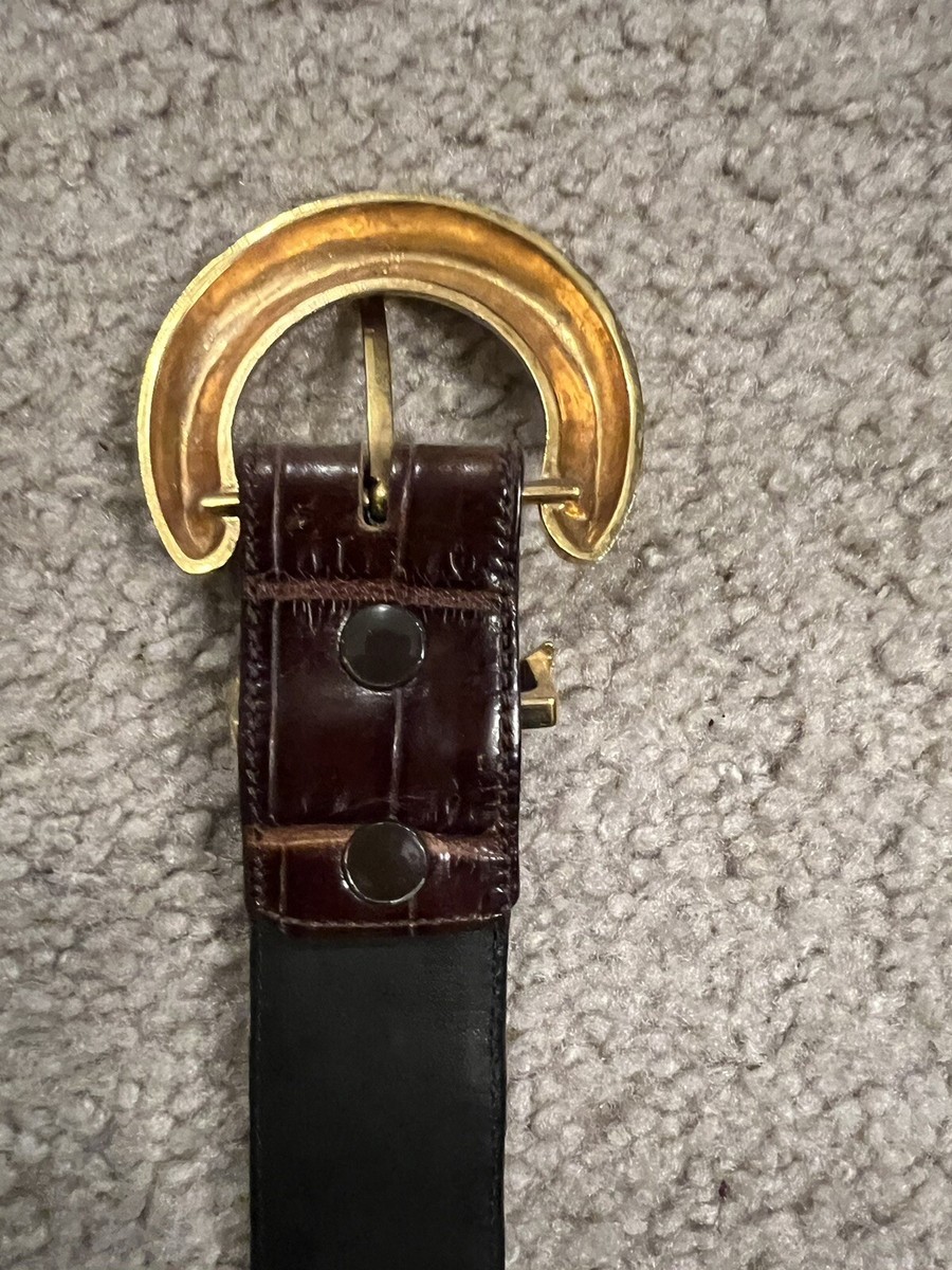 Vicenza Sport Genuine Calfskin Alligator Print Belt Brown  display picture 1