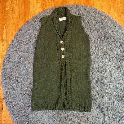 Bernard George Green 100% Alpaca Sleeveless Knit Sweater Vest Size M