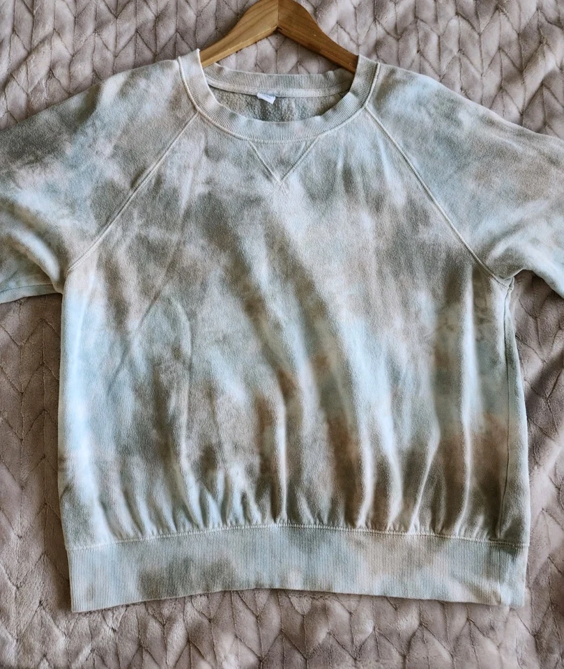 Sudadera Old Navy Para Mujer Talla Mediana M Teñida con Corbata Blanca Verde Aqua Usada en Excelente Condición Foto 4 de 4