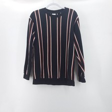 Zara men's Striped Crewneck Sweater Large Black White Brown