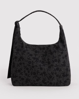 NWT BAGGU Nylon Shoulder Bag Charcoal Ditsy Floral