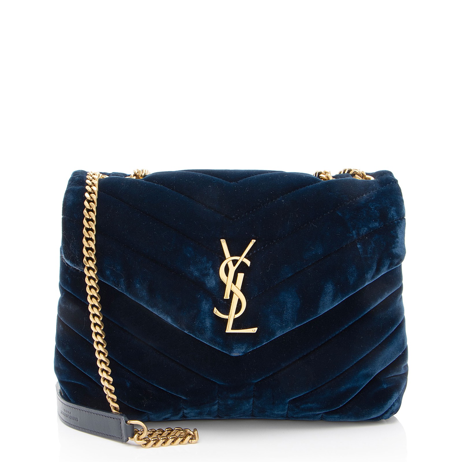 Borsa a tracolla piccola Saint Laurent in velluto con monogramma LouLou