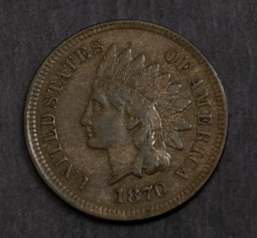 1870 Indian Cent Almost XF Details  Lot 3575