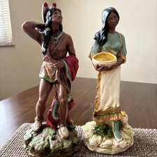 15"tall Native American Chief also a 14" tall Maiden home interior pieces Resin