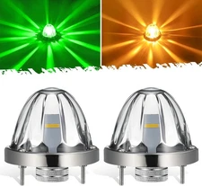 Partsam 2Pcs Dual Color Amber/Green LED Glass Lens Watermelon 
