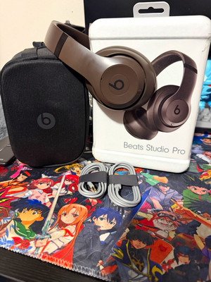 Beats by Dr. Dre Studio Pro Wireless Bluetooth ANC Mic Brown w/ Case Cables