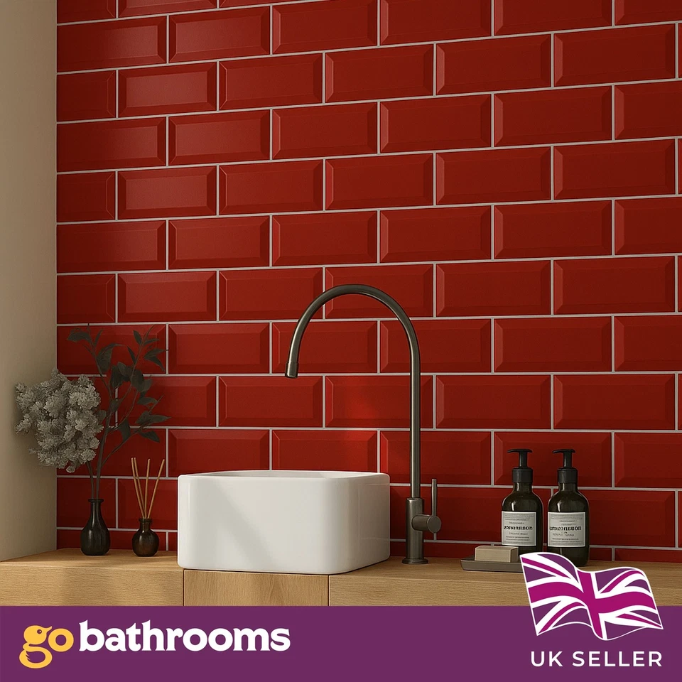 Red Metro Tile Ceramic Subway Kitchen Splashback Bathroom Shower Tile | 1m² Box - Image 2 of 4