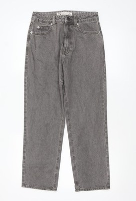 Asos Damen grau gerades Bein hoher Bund Denim Jeans Größe 8