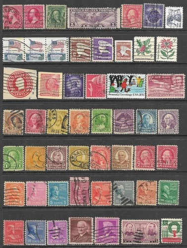 US United States Stamp Packet Lot of 52 Stamps off paper USA Collection used