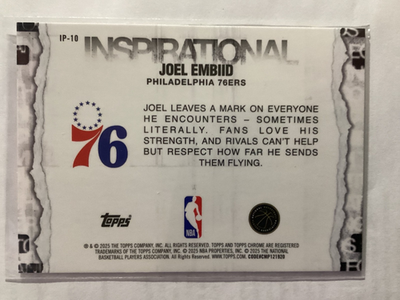 Joel Embiid 2025-26 Topps Chrome Inspirational BALL IS LIFE #IP-10
