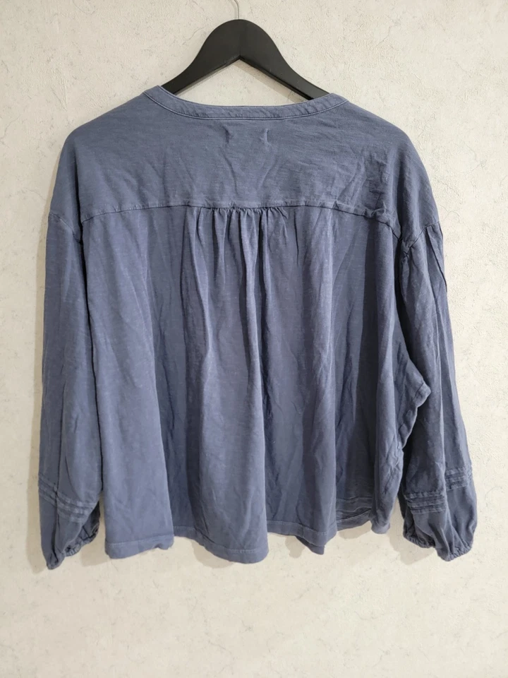 Lucky Brand Womens Embroidered Puff Sleeve Boho Top Size 2XL Blue Hippie Peasant - Image 2 of 4