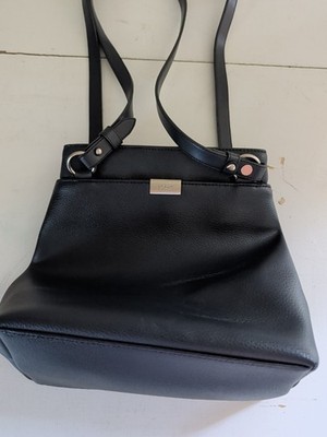 Y2K Esprit Shoulder Bag Navy Blue Faux Leather Two Compartments Snap Closure EUC