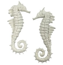 2 Resin Seahorse Figurines Beach Coastal Naut...