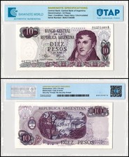 Argentina 10 Pesos, 1970-1973 ND, P-289a.4, UNC, Authenticated