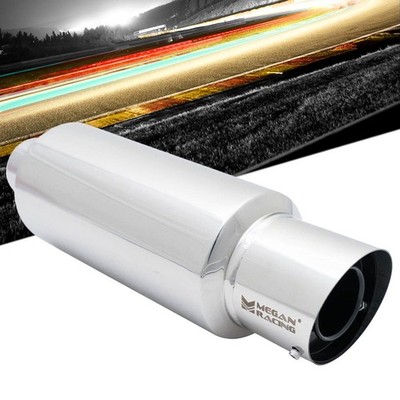 Megan M-GT 2.5'' Inlet Universal Performance Muffler Silver Chrome Round Tip