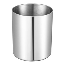 Silver Pen Holder for Desk, SUS304 Stainless Steel Heavy Duty Stand,Cylinder