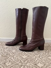 Women’s Leather Knee High Boots Size 9 Narrow Width Brown Selby Brand Excel Cond