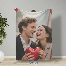 Custom Photo Flannel Blanket   Soft Personalized Mother  s Day Gift