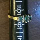 3-Emeralds & 10-Diamonds: 14K DBS Stamped; Sz. 5.5 Yellow Gold  Ring 3.1 Grams  — photo 4