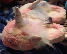  New  Unicorn  Girls  Plush Slippers  Hard Sole for Outdoors 