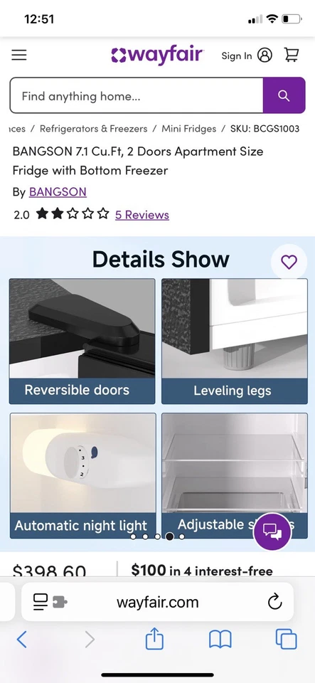 Bangson 7.2 Cu Ft 2 Door Apartment Size Fridge With Bottom Freezer - Image 4 of 4