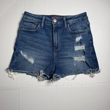 Guess Los Angeles Distressed High Rise Denim Shorts Blue Womens Size 28