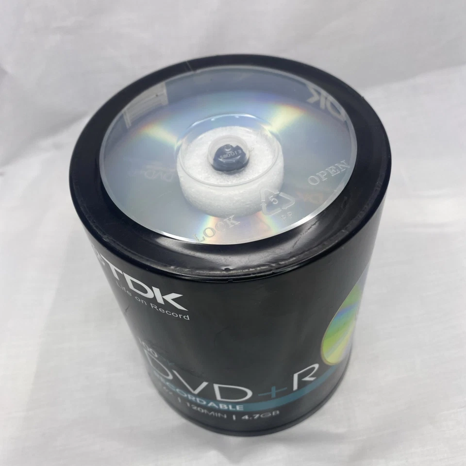TDK DVD+R 4.7GB 100 Pack 16X Optical 120min Recordable Discs Spindle New Sealed - Image 2 of 4