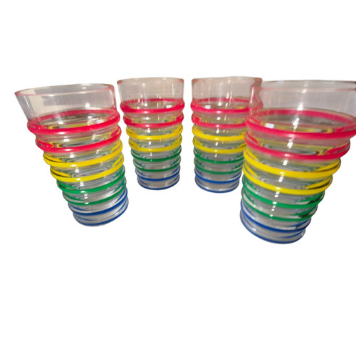 4 große 24 Unzen bunte Stil Mambo gestreifte Waben Becher Gläser. Vintage - Bild 1 von 1
