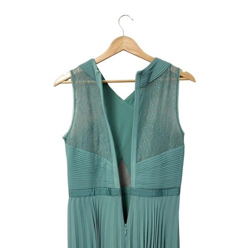 BCBGMaxAzria Abbie Dress Agate Green Fit & Flare Lace Pleated Accent, Size 8 - Picture 6 of 12