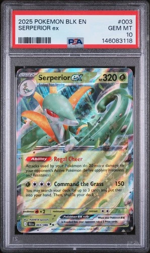 PSA 10 GEM MINT SERPERIOR ex 003/086 Black Bolt EN Holo - Pokémon TCG (2025)