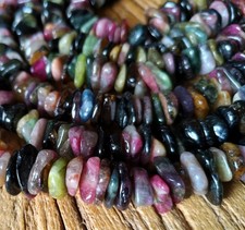 😏 Turmalin mehrfarbig unregelmäßige Lamellen / Scheiben Perlen Strang 😉