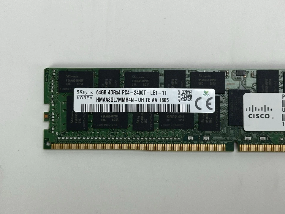 Memoria RAM de servidor Cisco 64 GB 4DRx4 PC4-2400T-L LRDIMM ECC DDR4 SK Hynix Foto 3 de 4