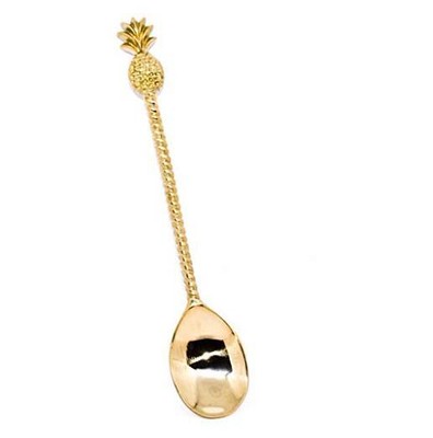 Living Explorers Long Gold Pineapple Antique Cast Brass Bar Spoon for Coffee, 
