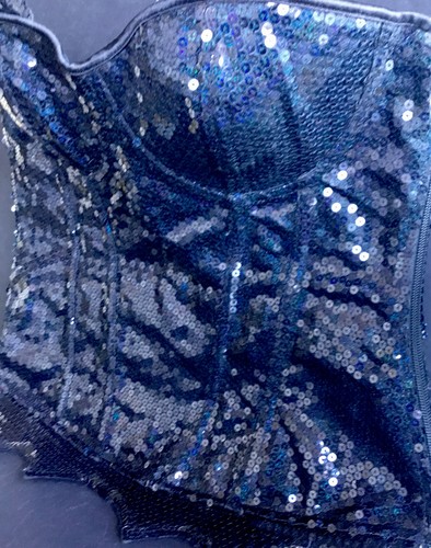 BATGIRL COSTUME SEQUIN CORSET BUSTIER RUBIES MEDIUM LARGE - Picture 12 of 18