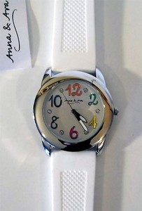 Anna-amp-Ava-BOYFRIEND-WATCH-White-Silicone-Strap-Austrian-Crystal-Accent-EASY-READ