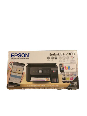 Black Epson EcoTank ET-2800 Wireless Color All-In-One AIO Inkjet Printer NO FAX