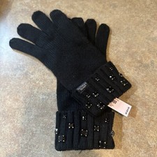 Victoria's Secret Bling Gem Sparkle Knit Soft Gloves Mittens Black OS , 25 NWT
