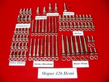FITS MOPAR ENGINE BOLTS KIT DODGE 426 HEMI STREET HEMI STAINLESS HEX SCREW SET