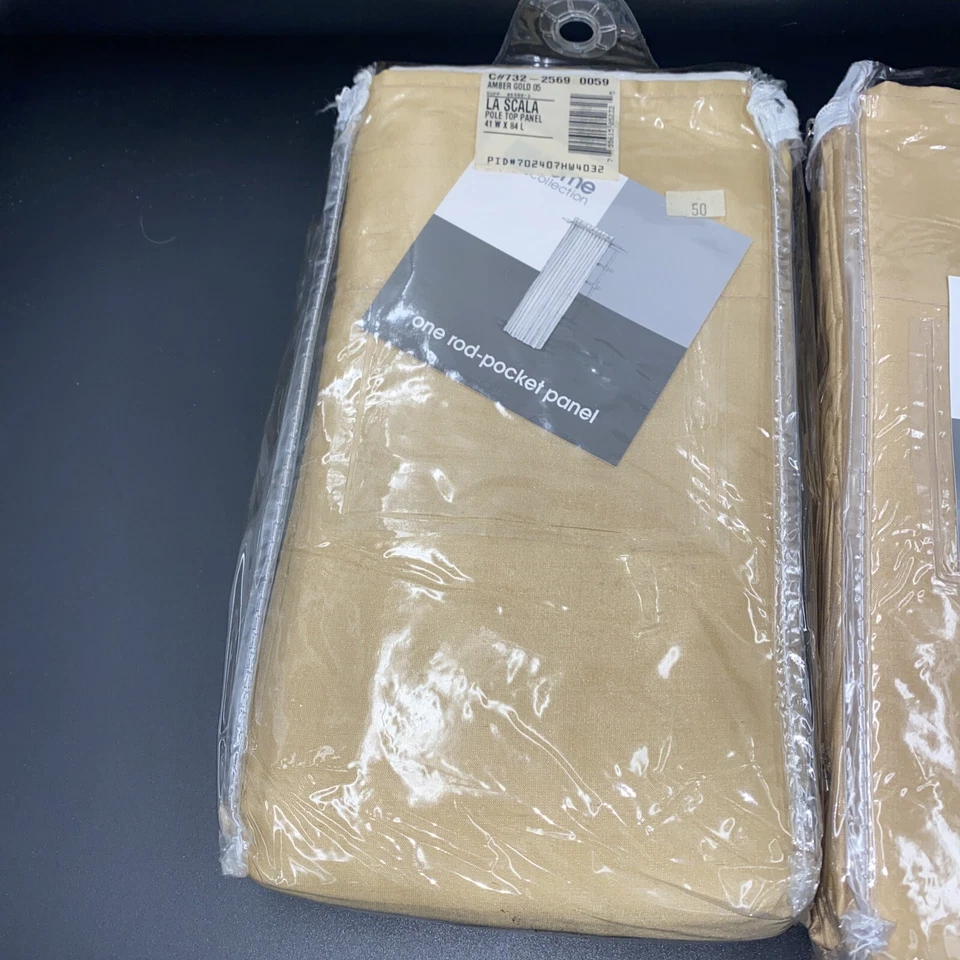 JC Penny Home Varilla de Seda Bolsillo Forrado Paneles Ámbar Dorado 41"X 84" 1 Par (2) Foto 3 de 4